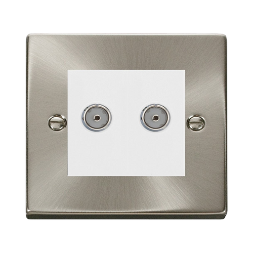 Click Deco Satin Chrome Double Isolated Coax Socket VPSC159MWH