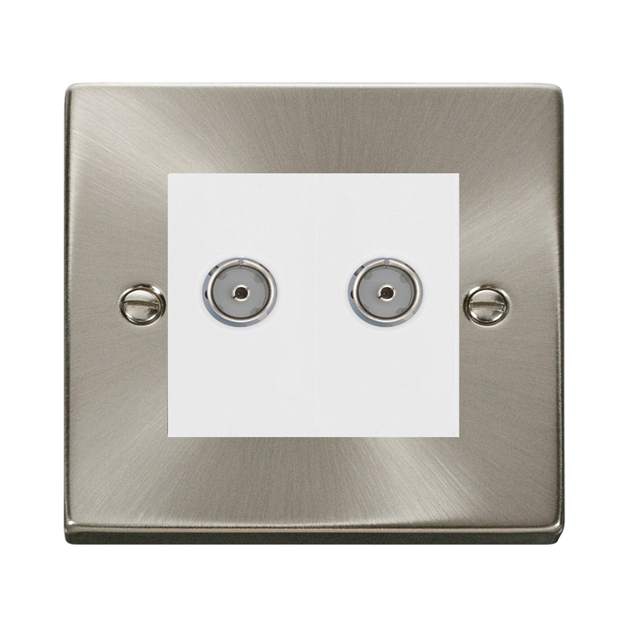 Click Deco Satin Chrome Double Isolated Coax Socket VPSC159MWH