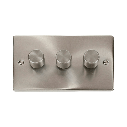 Front view of Click Deco Satin Chrome 3G LED Dimmer Switch