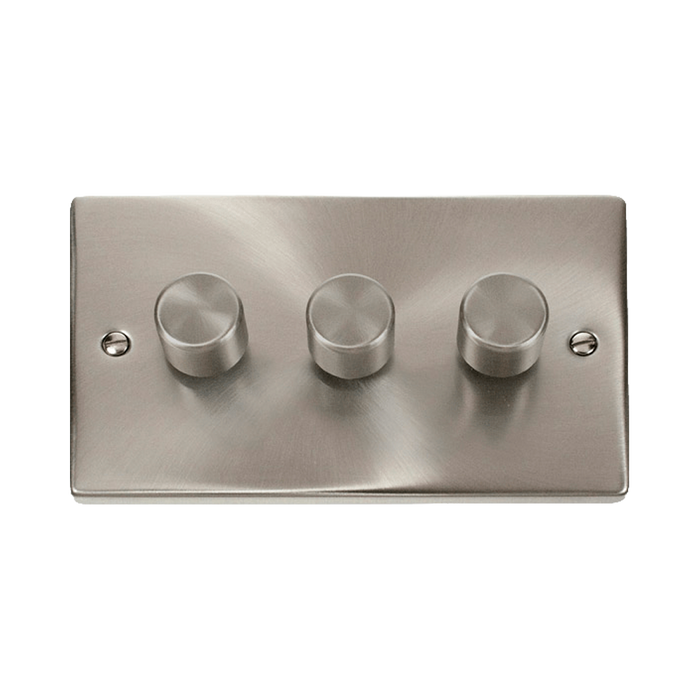 Front view of Click Deco Satin Chrome 3G LED Dimmer Switch