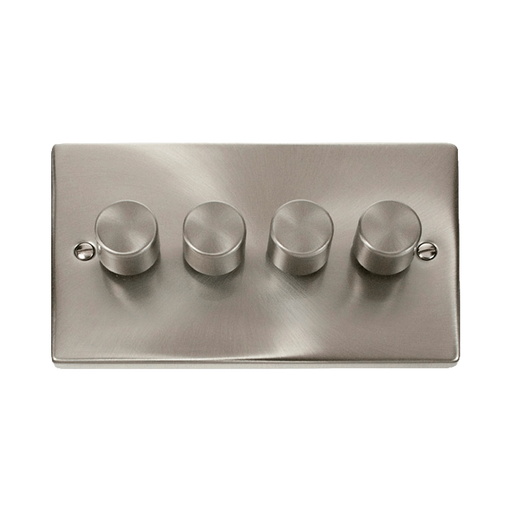 Front view of Click Deco Satin Chrome 4G LED Dimmer Switch