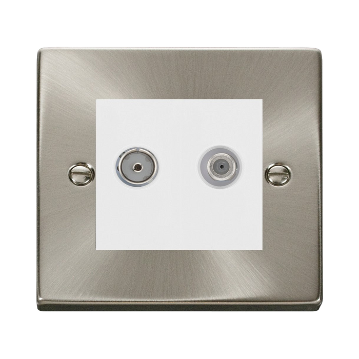 Click Deco Satin Chrome TV and Satellite Socket VPSC170MWH