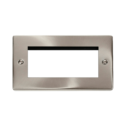 Scolmore Click Deco Satin Chrome 2 Gang New Media Euro Plate – 4 Apertures VPSC312