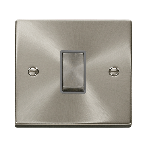 Front view of Click Deco Satin Chrome 1G Light Switch