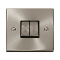 Front view of Click Deco Satin Chrome 2G Light Switch