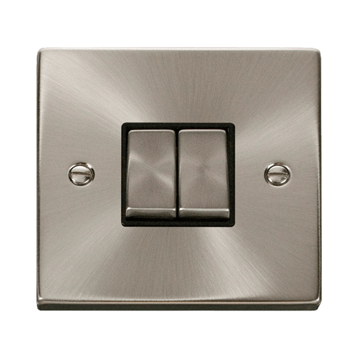 Front view of Click Deco Satin Chrome 2G Light Switch