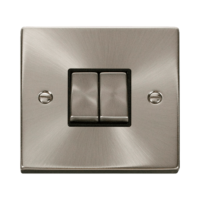 Front view of Click Deco Satin Chrome 2G Light Switch