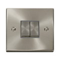 Front view of Click Deco Satin Chrome 2G Light Switch