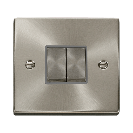 Front view of Click Deco Satin Chrome 2G Light Switch