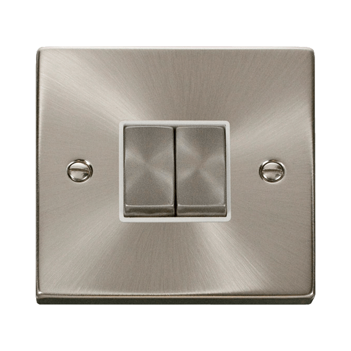Front view of Click Deco Satin Chrome 2G Light Switch