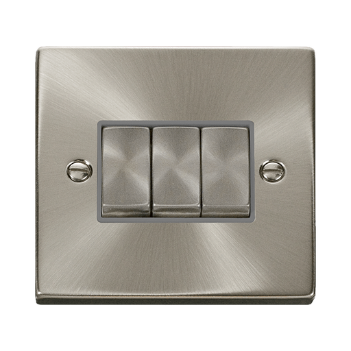 Front view of Click Deco Satin Chrome 3G Light Switch