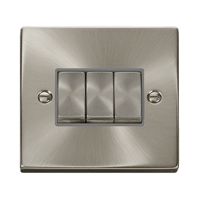Front view of Click Deco Satin Chrome 3G Light Switch
