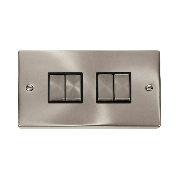 Front view of Click Deco Satin Chrome 4G Light Switch
