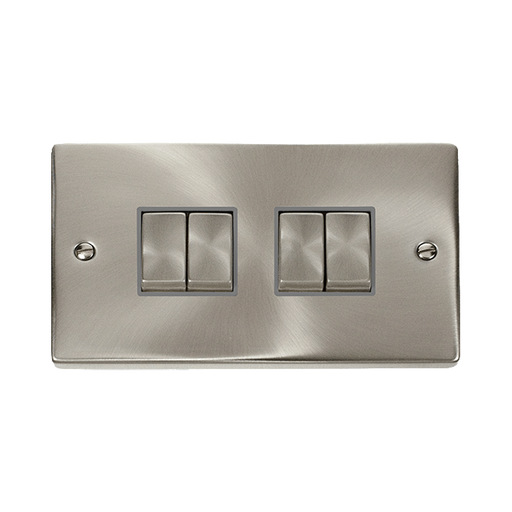 Front view of Click Deco Satin Chrome 4G Light Switch