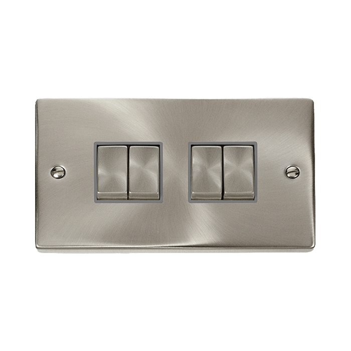 Front view of Click Deco Satin Chrome 4G Light Switch