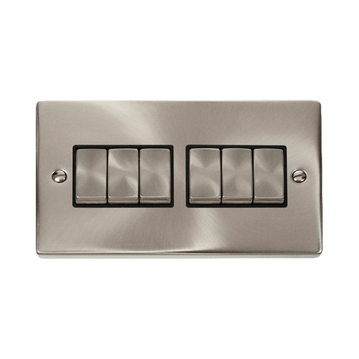Front view of Click Deco Satin Chrome 6G Light Switch
