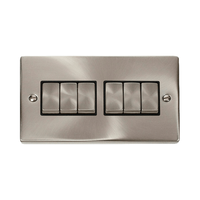 Front view of Click Deco Satin Chrome 6G Light Switch
