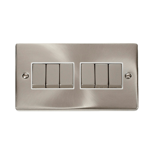 Front view of Click Deco Satin Chrome 6G Light Switch