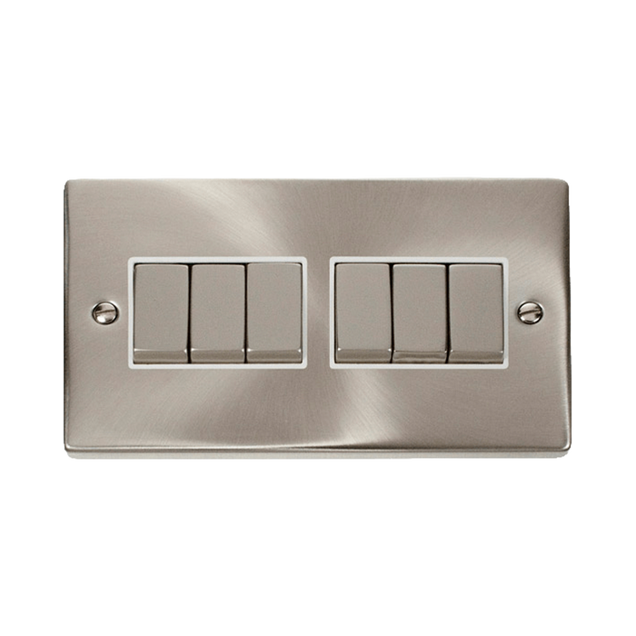 Front view of Click Deco Satin Chrome 6G Light Switch
