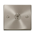 Front view of Click Deco Satin Chrome 1G Toggle Switch