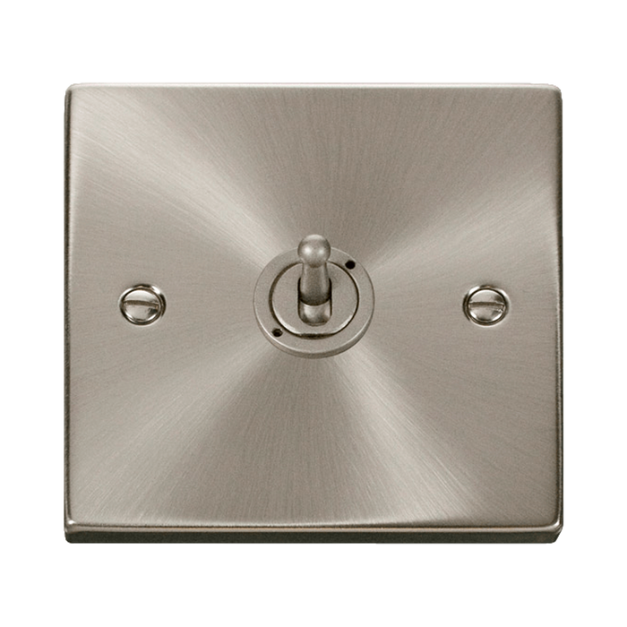 Front view of Click Deco Satin Chrome 1G Toggle Switch