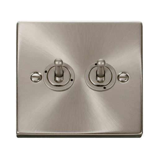 Front view of Click Deco Satin Chrome 2G Toggle Switch