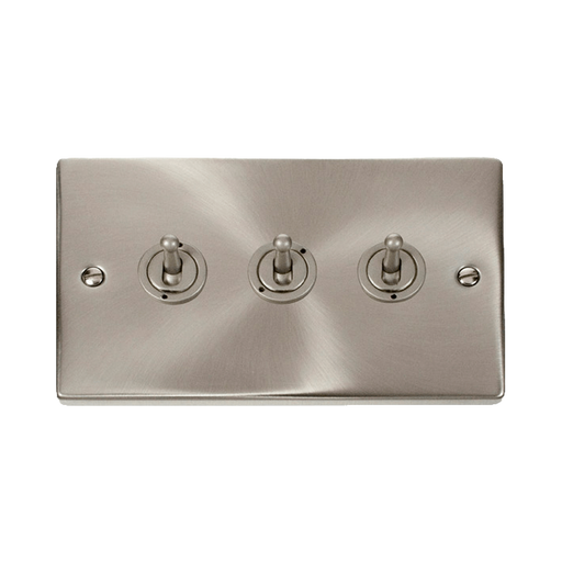 Front view of Click Deco Satin Chrome 3G Toggle Switch