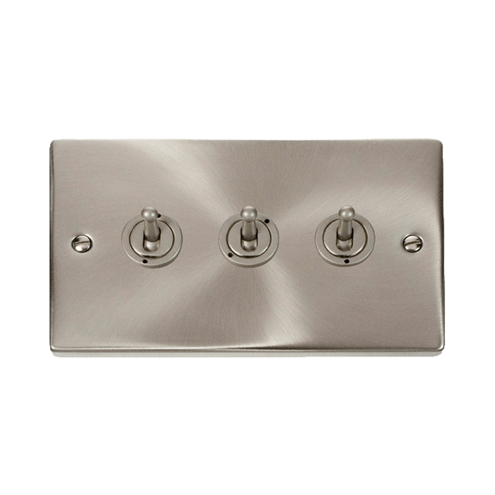 Front view of Click Deco Satin Chrome 3G Toggle Switch
