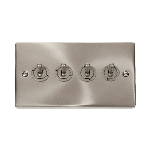Front view of Click Deco Satin Chrome 4G Toggle Switch