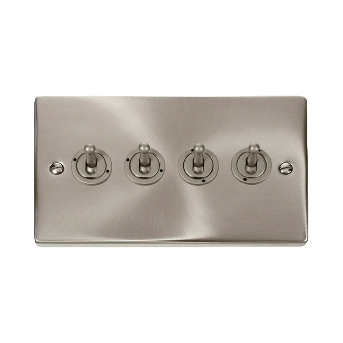 Front view of Click Deco Satin Chrome 4G Toggle Switch