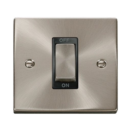 Front view of Click Deco Satin Chrome 45A Cooker Switch