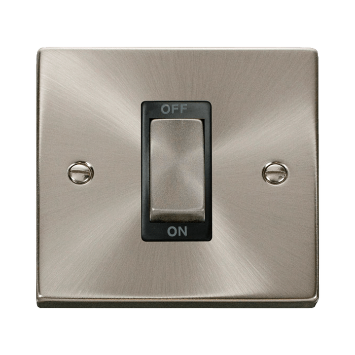 Front view of Click Deco Satin Chrome 45A Cooker Switch