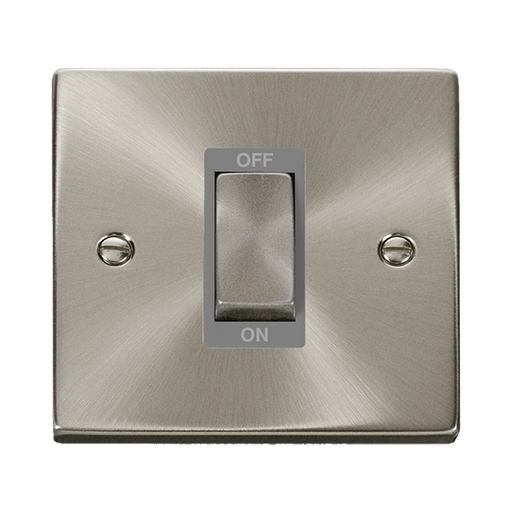 Front view of Click Deco Satin Chrome 45A Cooker Switch