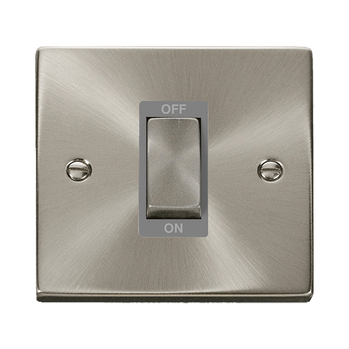Front view of Click Deco Satin Chrome 45A Cooker Switch