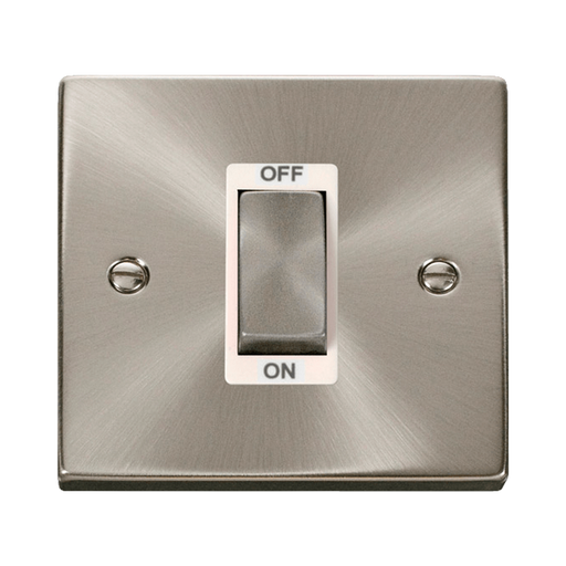 Front view of Click Deco Satin Chrome 45A Cooker Switch