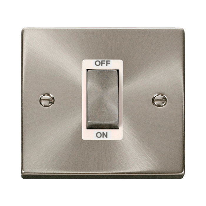 Front view of Click Deco Satin Chrome 45A Cooker Switch