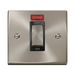 Front view of Click Deco Satin Chrome 45A Cooker Switch with Neon
