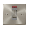Front view of Click Deco Satin Chrome 45A Cooker Switch with Neon
