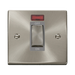 Front view of Click Deco Satin Chrome 45A Cooker Switch with Neon