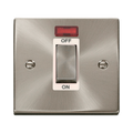 Front view of Click Deco Satin Chrome 45A Cooker Switch with Neon