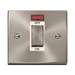 Front view of Click Deco Satin Chrome 45A Cooker Switch with Neon