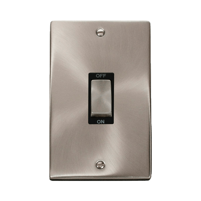 Front view of Click Deco Satin Chrome 45A Cooker Switch