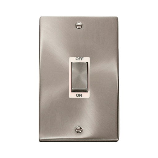 Front view of Click Deco Satin Chrome 45A Cooker Switch