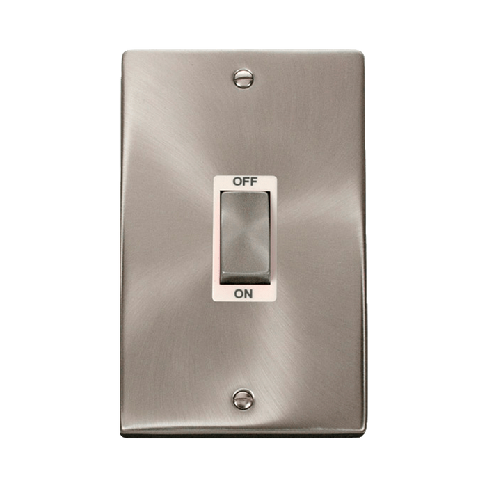 Front view of Click Deco Satin Chrome 45A Cooker Switch
