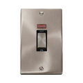 Front view of Click Deco Satin Chrome 45A Cooker Switch with Neon