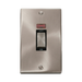 Front view of Click Deco Satin Chrome 45A Cooker Switch with Neon