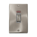 Front view of Click Deco Satin Chrome 45A Cooker Switch with Neon