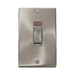Front view of Click Deco Satin Chrome 45A Cooker Switch with Neon