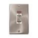 Front view of Click Deco Satin Chrome 45A Cooker Switch with Neon