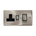 Front view of Click Deco Satin Chrome 45A Cooker Switch with 13A Socket
